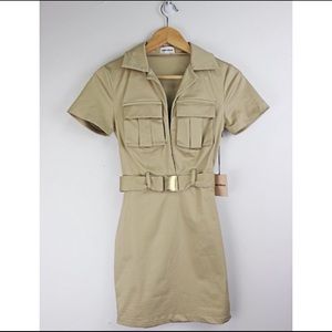 NWT superdown Ryder Belted Mini Dress in Tan/Beige